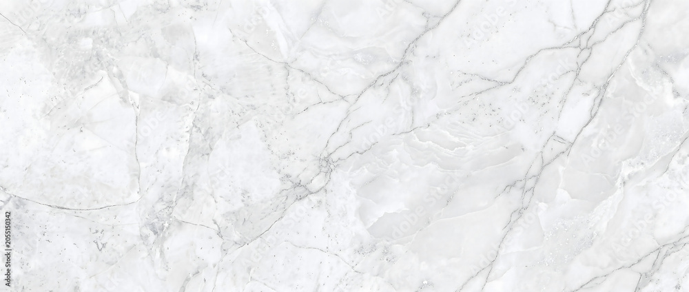 Fototapeta premium White background displays a magnificent polished stone surface with natural grey crystalline veins