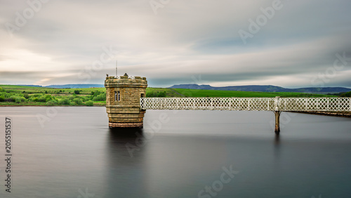 Fontburn Reservoir Valve Tower near Greenleighton Quarry,  a disused Limestone Quarry now a Nature Reserve and is a Protected Area and SSSI in Northumberland, England, connected by a circular walk