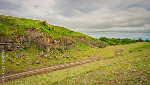 Greenleighton Quarry Nature Reserve looking south.  Greenleighton Quarry is a disused Limestone Quarry now a Nature Reserve and is a Protected Area and SSSI in Northumberland, England, near Rothley