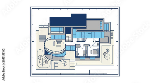 Modern Architectural House Plan Drawing.