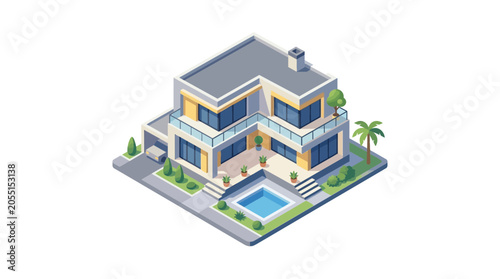 Modern Luxury House with Swimming Pool and Palm Tree 1.