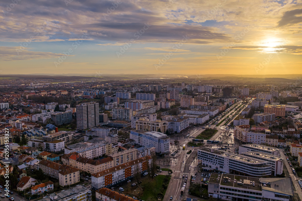 Obraz premium Sunrise over the city of Nancy, France