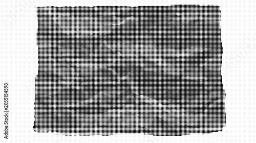 A close-up view of a crumpled paper texture on a plain white background
