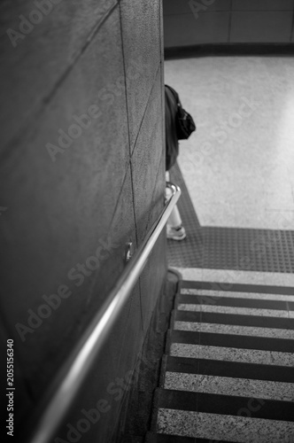 man walking on stairs