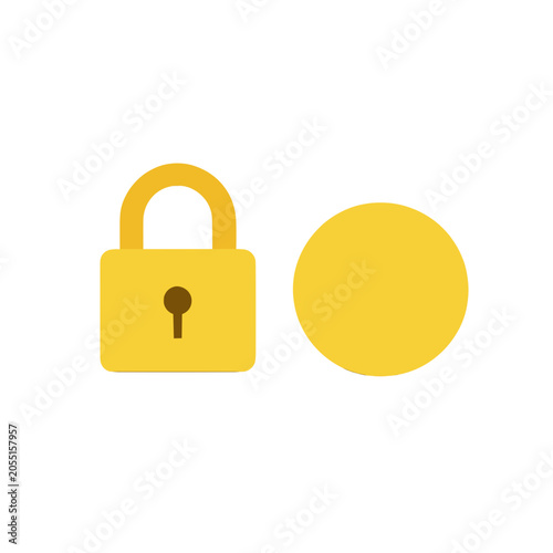 Yellow Padlock Icon with Keyhole and Circular Element, Isolated Vector Graphic for Security or Privacy Concept