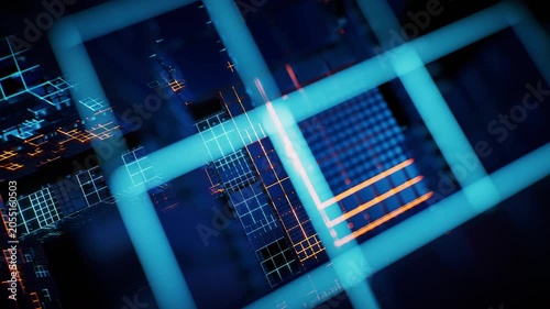 Glowing technological grid lines background, 3d rendering.