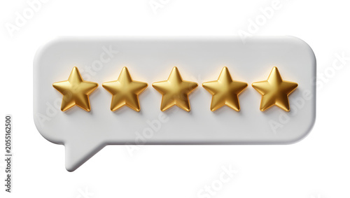 Cuadro en lienzo Isolated customer satisfaction feedback icon with five shiny golden stars in a c