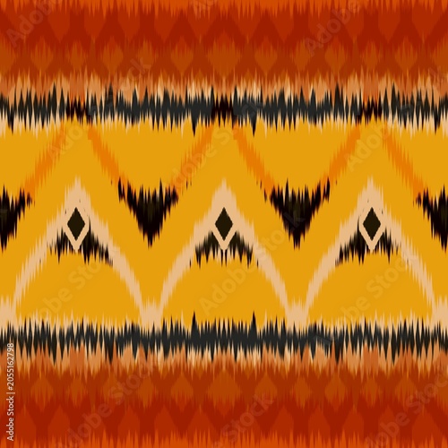 Tribal Pattern,Seamless Oriental Ikat Design with Geometric Ethnic Motifs in Earth Tone Colors