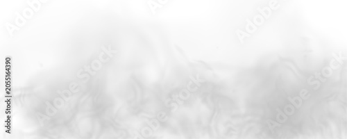 Grey vapor swirls gently with layered mist and realistic transparent texture. Professional smoke effect for visual design. High resolution PNG.