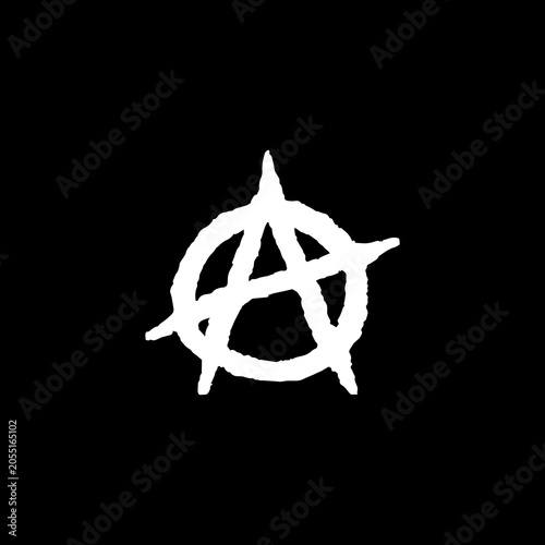 Bild auf Leinwand White Anarchy Symbol Graffiti Mark On Dark Background
