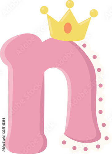 Illustration of Princess Concept Small Letter n