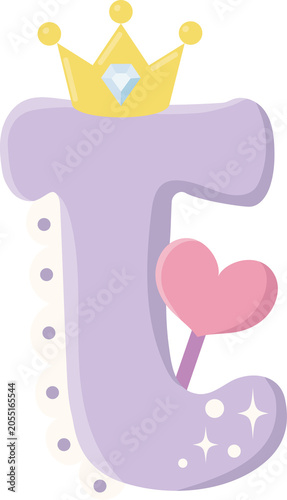 Illustration of Princess Concept Small Letter t