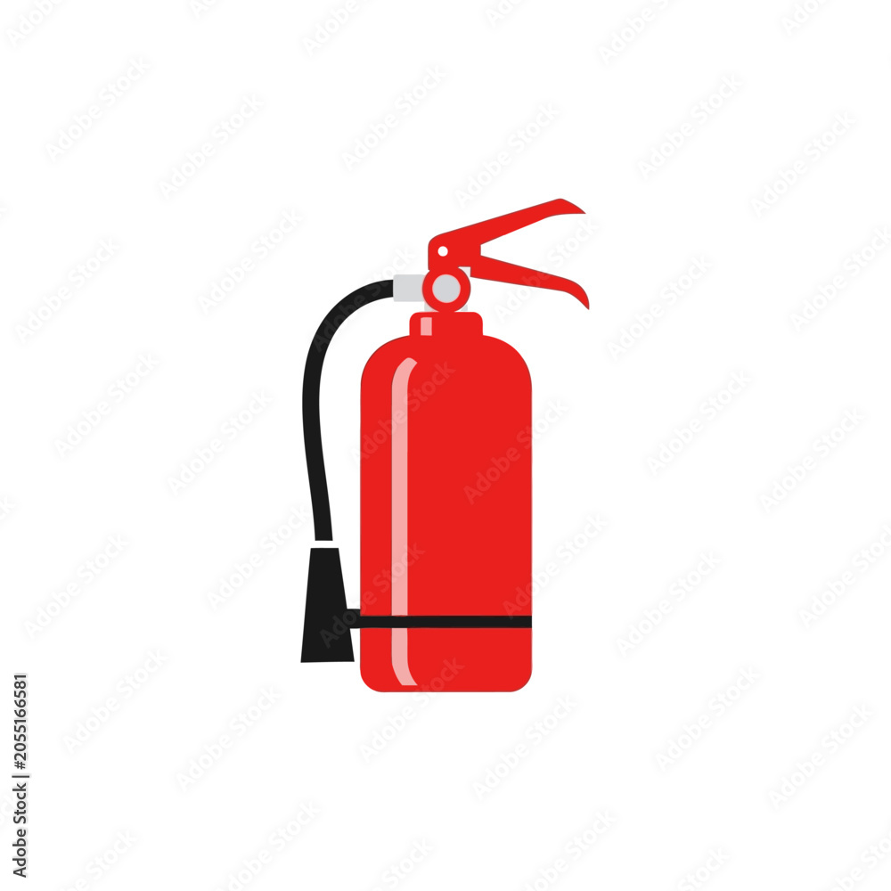 Fototapeta premium Red Fire Extinguisher Flat Vector Illustration