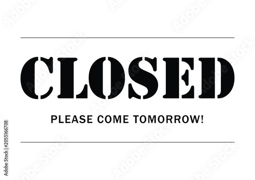 Minimal Closed Shop Business Hours Sign Template