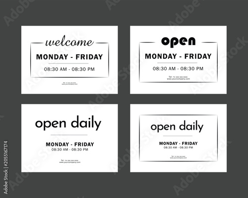 Minimal Open Closed Business Hours Sign Templates