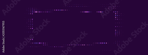Quadro su tela Abstract Purple Dotted Frame Background with Glowing Light Particles for Digital