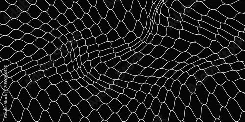 Fishing or soccer net. Repeated hexagon pattern. Black wired mesh texture isolated on white background.ilustrasion modern.