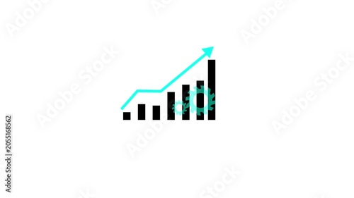animated upward trend chart with gears spinning illustrating business growth successful strategy efficient operations and continuous improvement.