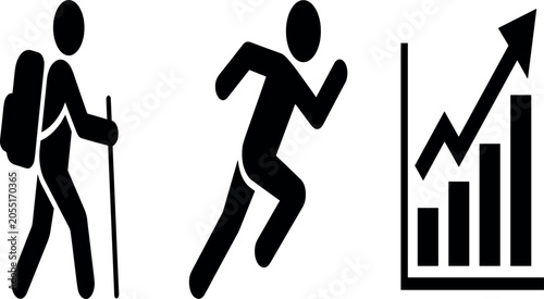 Fotografie Personal growth career journey and business development concept with hiking runn