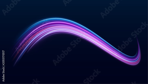 Canvas Print Blue and magenta neon trails twist into flowing spirals with brilliant glowing accents