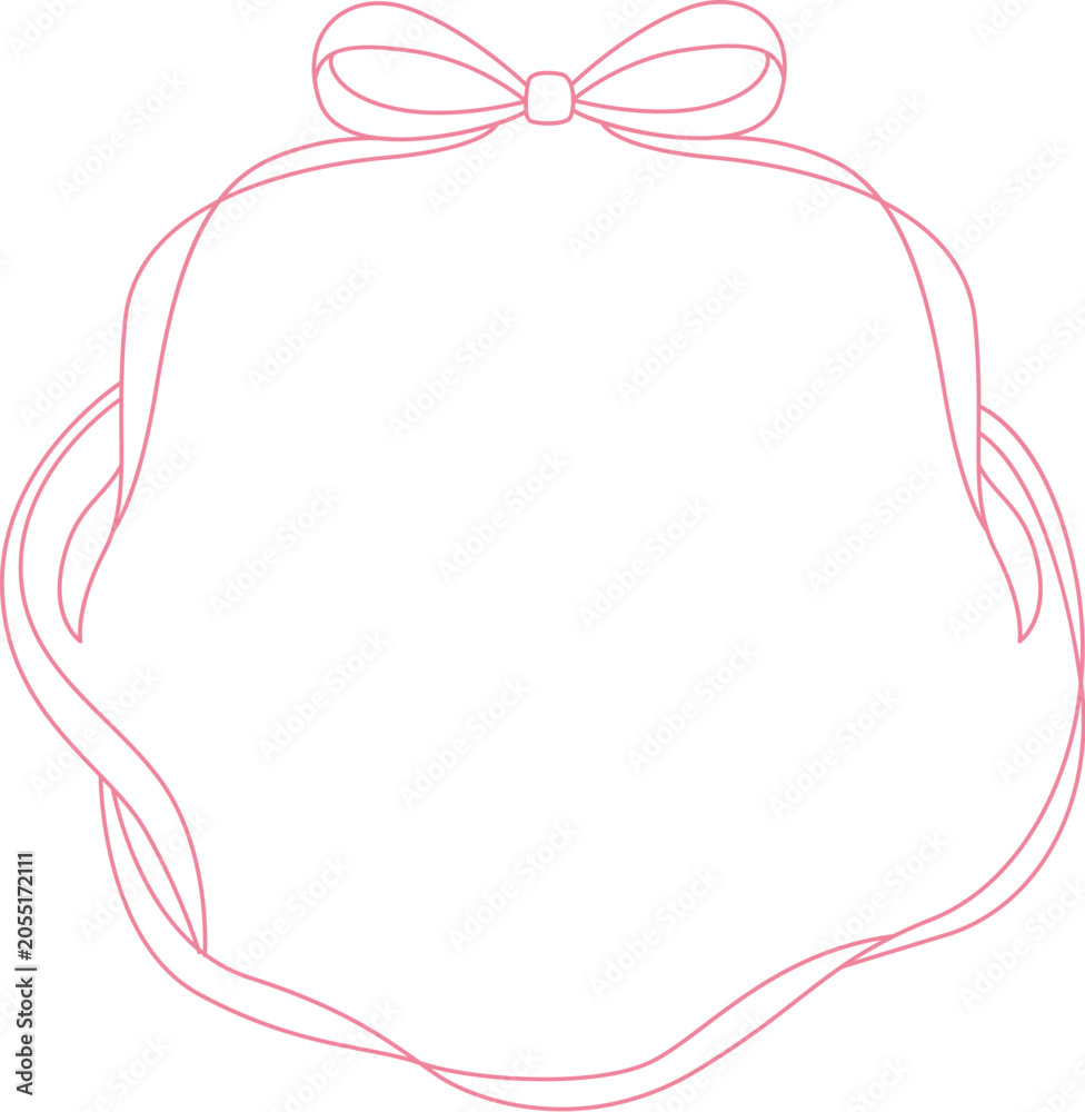 Fototapeta premium Bow Frame With Wavy Ribbon Line Art