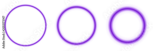 Foto Glowing Purple Neon Circles Set with Varying Blur Intensity for Abstract Digital