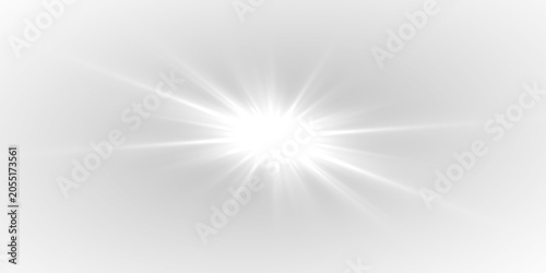 Canvas Print Crystal white star flash with brilliant center and long elegant shining beams