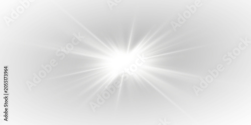 Bright shining star with long radiant beams and smooth glowing halo around it. Transparent magical sparkle illustration saved as premium PNG.