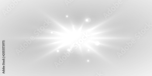 Abstract light burst with golden glitter and realistic luminous energy effect. Transparent glowing explosion element for designers in PNG format.