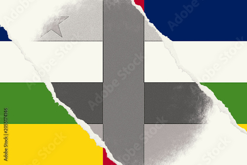 Konstfotografi Torn Paper Effect on the National Flag of the Central African Republic, Symboliz