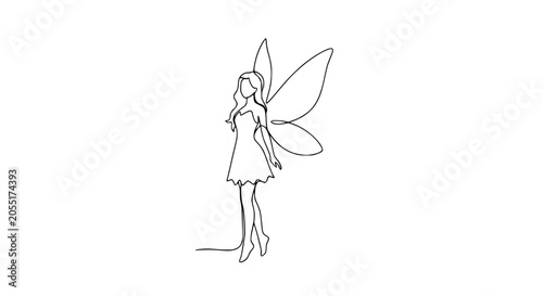 Cuadro en lienzo A delicate fairy with wings standing.
