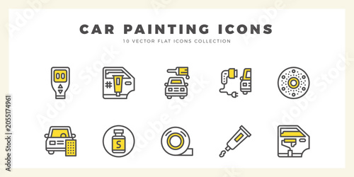 10 Car Painting Two Color icons pack. vector illustration.