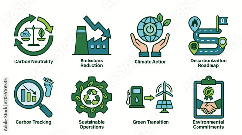 Obraz na plátne A set of icons representing various environmental and sustainability concepts