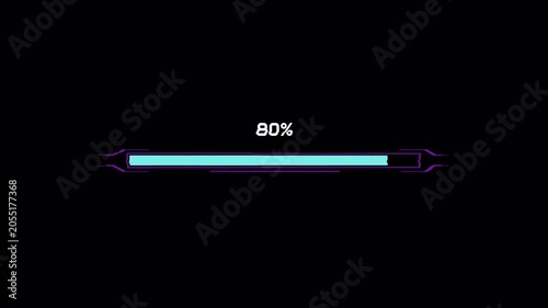 Cyberpunk loading bar animation with glitch effect