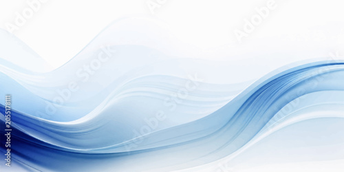 Obraz na plátne Abstract flowing waves of cool blue and white light create a dynamic and modern graphic background, evoking a sense of motion and tranquility