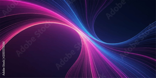 Canvas Print An abstract blend of vibrant pink and electric blue light streaks gracefully across a dark background, creating a dynamic and mesmerizing visual flow
