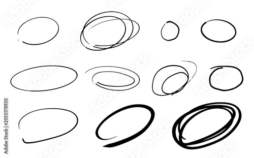 手書きの丸つけセット　黒