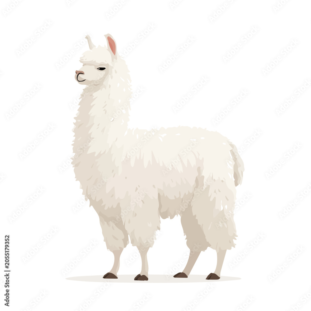 Naklejka premium Flat 2D Llama vector illustration, icon graphic on white background