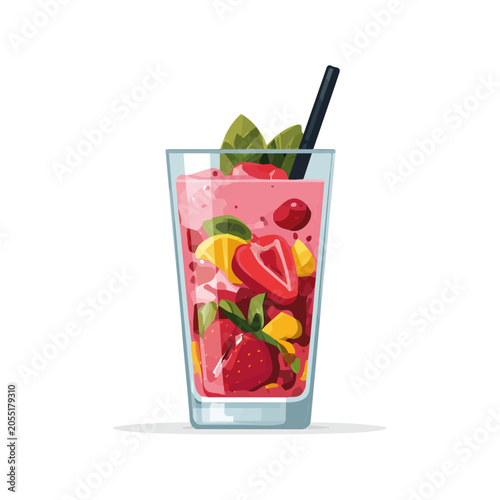 Simple flat 2D vector graphic of a Smoothie in modern icon style, isolated on a white canvas