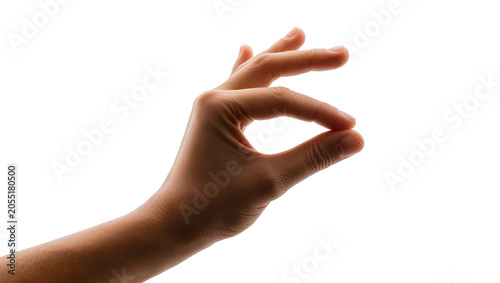 Obraz na płótnie Isolated hand gesture showing a small amount or pinching with thumb and index fi
