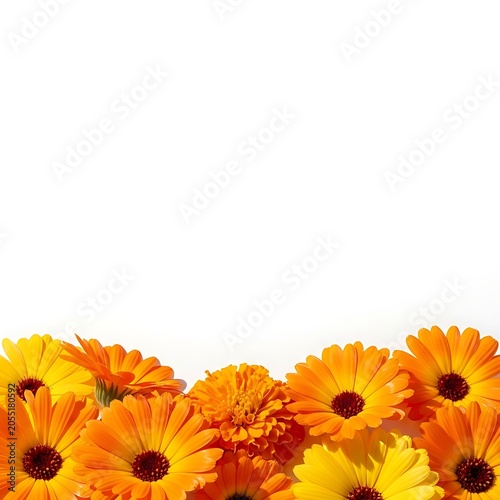 Orange flowers on white background