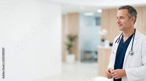 Male doctor healthcare professional medical practitioner for stock image with stethoscope and clipboard