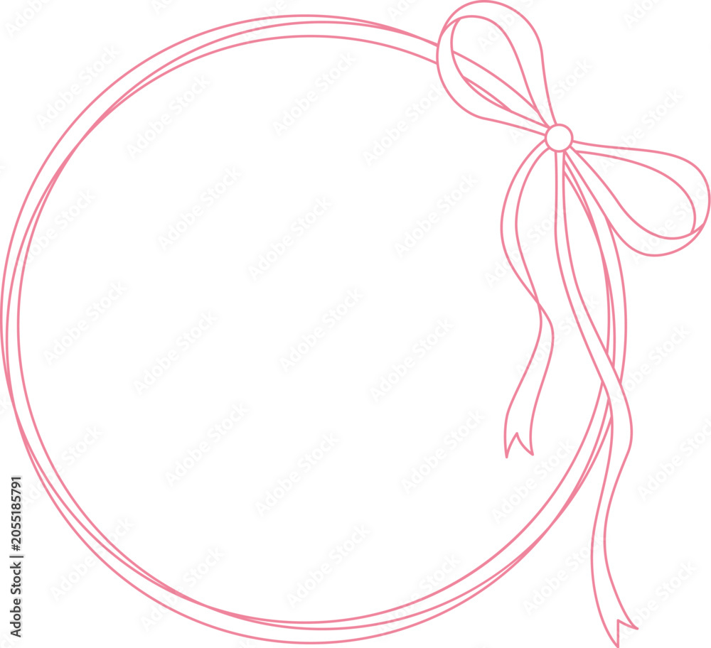 Fototapeta premium Bow Circle Frame Hand Drawn Line