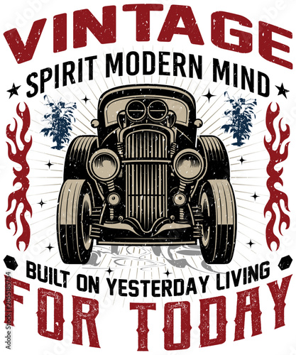 Bild auf Leinwand Vintage car graphic with text