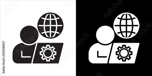 Quadro em tela Remote Work Icon Sheet Black And White