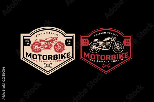 Foto Cafe racer motorcycle retro badge logo set for motorsport