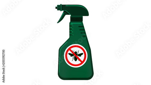 Φωτογραφία Isolated green spray bottle featuring a no fly pest control symbol for insect repellent