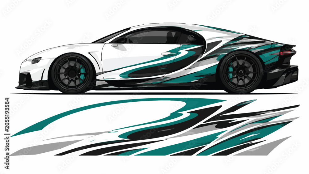 Fototapeta premium Teal and black sports car design.