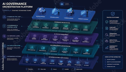 Ai governance orchestration platform multilayer architecture diagram, design