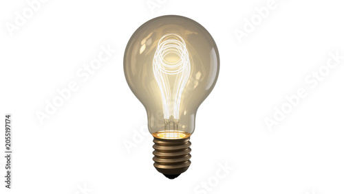 Bild auf Leinwand Isolated bright old-fashioned light bulb with beautiful glowing filament and war